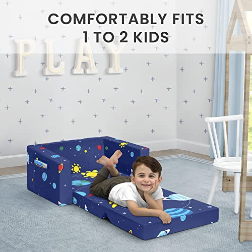 Convertible 2-in-1 Kids Foam Flip-Open Sofa and Lounger Bed