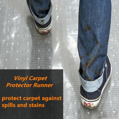 Clear Vinyl Carpet Protector Runner - 27" x 25' Non-Slip Floor Mat