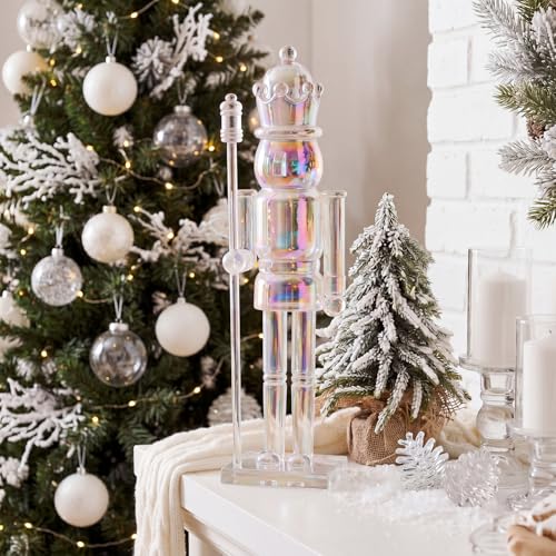 Iridescent Acrylic Nutcracker Figurine - 12 Inch Christmas Tabletop Decor