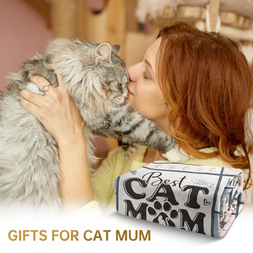 60x50 Inch Cat Mom Gifts Christmas Blanket for Cat Lovers - Best Mom Ever