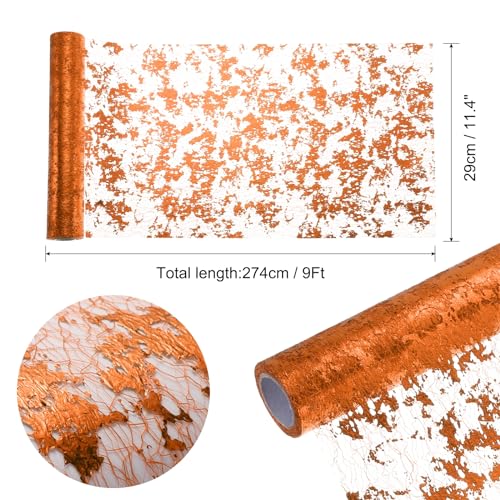 Orange Sequin Mesh Table Runner 11.4 x 9 Ft for Wedding Party Decor