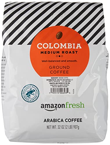 Amazon Fresh Colombia Ground Coffee, Medium Roast, 32 Ounce
