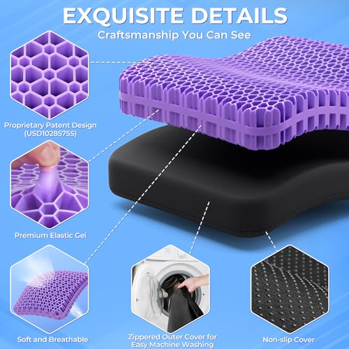 Thick Gel Seat Cushion for Office Chair, Breathable Cooling Chair Pad