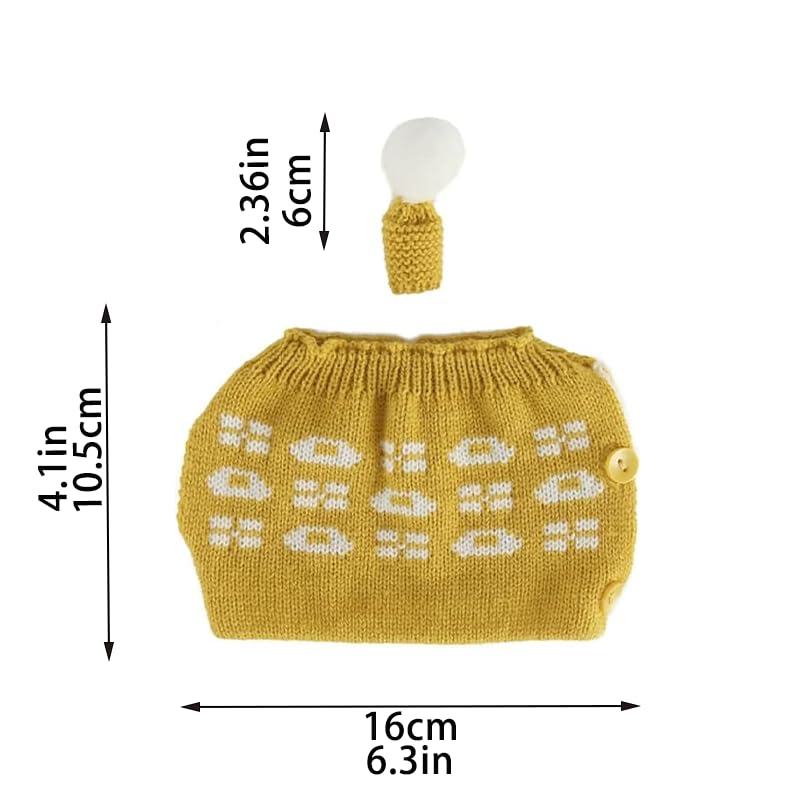 Knitted Acrylic Tea Cozy for 500-600ml Teapot - Yellow Two-Piece Warmer