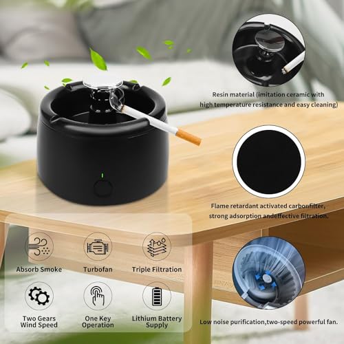 Electronic Smokeless Ashtray with Air Purifier and Dual Speed Fan