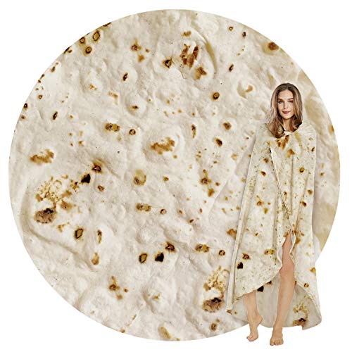 SeaRoomy Burrito Tortilla Blanket - Soft Flannel Round Food Throw