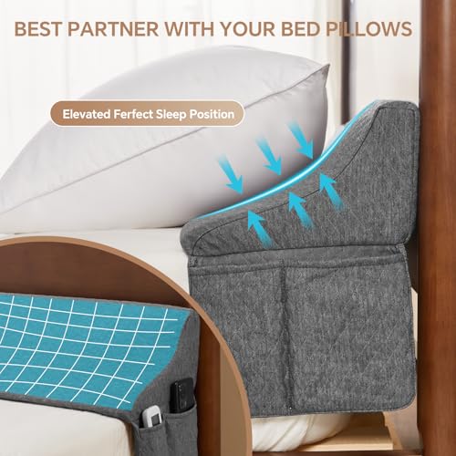 Queen Size Bed Wedge Pillow for Mattress Gap Filling - Grey