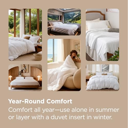 Bedsure White Duvet Cover Queen Size - Soft Microfiber Bedding Set
