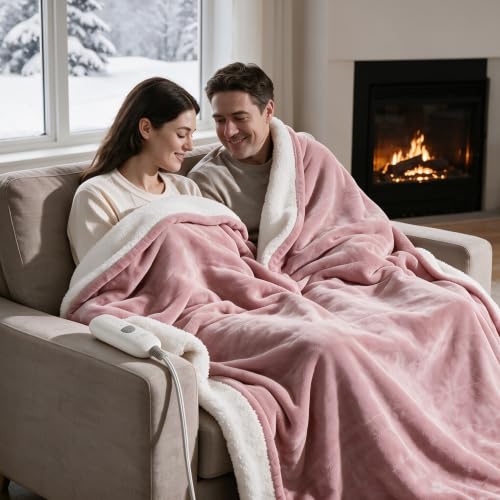 Molatink Blush Pink Heated Throw Blanket 50x60 inches Ultra Warm & Soft
