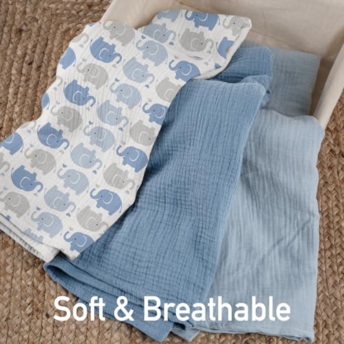 GLLQUEN BABY 100% Cotton Muslin Swaddle Blankets, 3-Pack Soft Baby Wraps