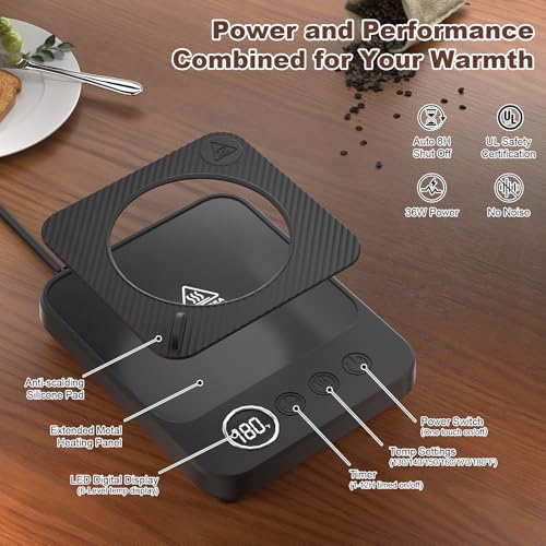 Felibeaco Black Coffee Mug Warmer Set with 16oz Heated Mug & Detachable Base