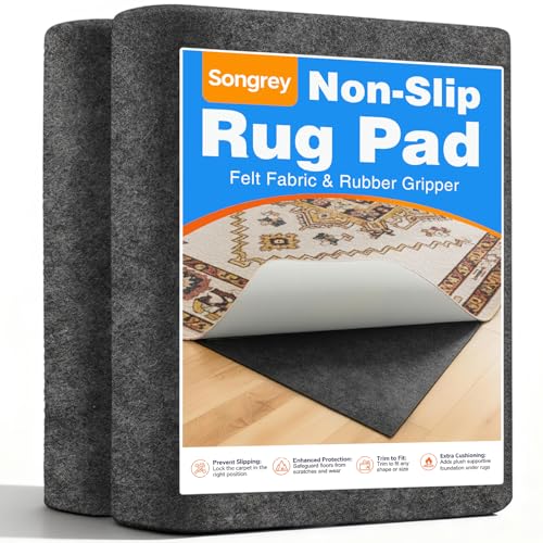 Non-Slip Area Rug Pad 8x10 Ft - Thick Felt Cushion for Hardwood Floors