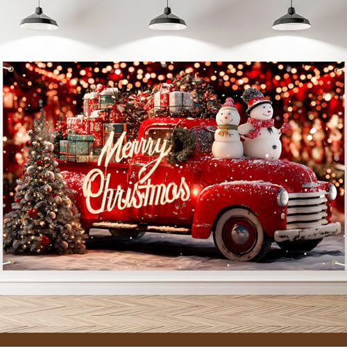 Leiweihope Merry Christmas Banner 71x43in Car Backdrop - Indoor/Outdoor Photo Studio Holiday Decor
