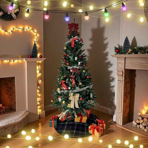 JHSLAJ Malcolm Tartan Christmas Tree Skirt 36 Inch Dark Blue & Green