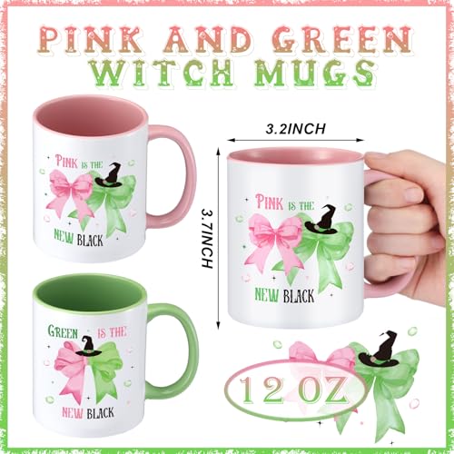 Didaey 12oz Pink & Green Princess Witch Mugs Set of 2 – Ceramic Drinkware