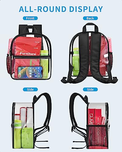 Clear Backpack Stadium Approved - Small Transparent PVC Bag for Concerts & School