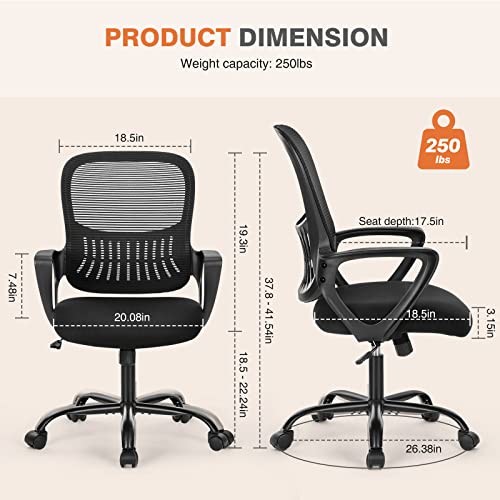 Sweetcrispy Ergonomic Office Chair Mesh Mid-Back Swivel Desk Chair