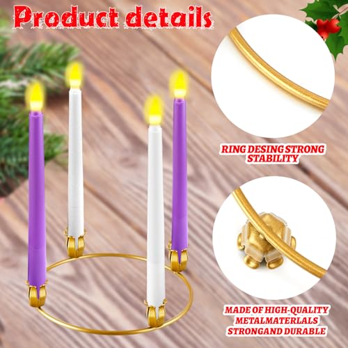 Gold Metal Advent Wreath Candle Holder Rings - 12 Pack Christmas Centerpiece