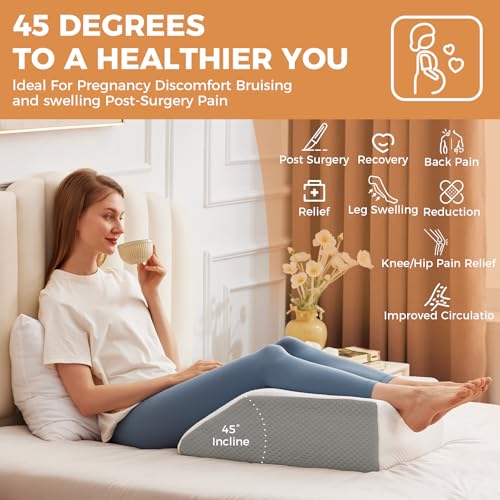 Memory Foam Leg Elevation Pillow for Swelling & Pain Relief - 23.6x16.8x8in