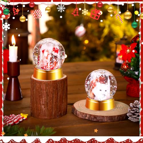 Wettarn 24 Pcs Christmas Snow Globes DIY Craft Kit with Gold Bases