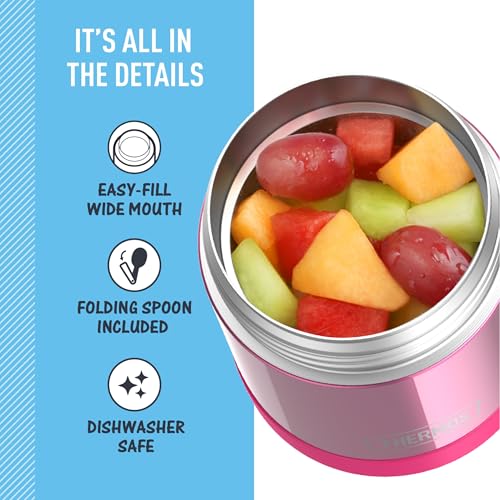 THERMOS FUNtainer Kids Insulated Food Jar with Spoon 10oz Pink