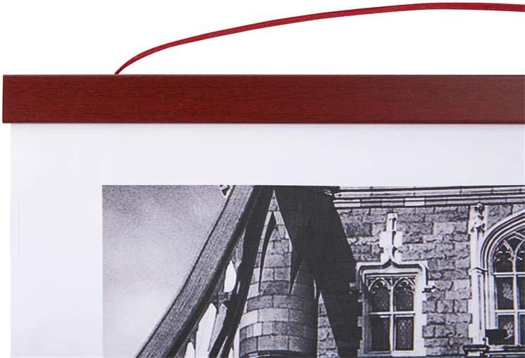 Benjia Magnetic Poster Hanger - 16" Mahogany Wooden Frame for Canvas & Artwork Display