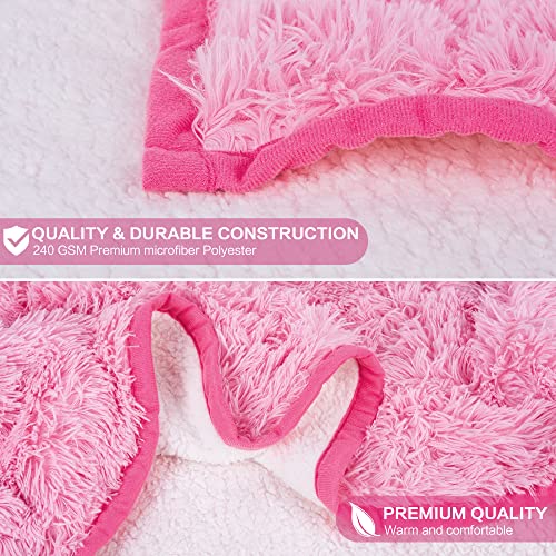 Happy Fuel Flamingo Wearable Hooded Blanket for Adults - Fluffy Furry Fleece & Sherpa Cozy Wrap