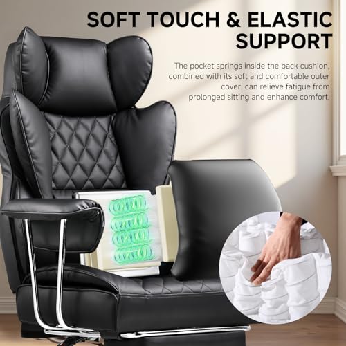 Ergonomic High-Back Executive Office Chair with Footrest and Lumbar Support