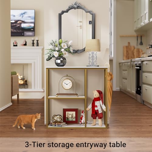 31.5-inch Narrow Console Table with 3-Tier Storage Shelves
