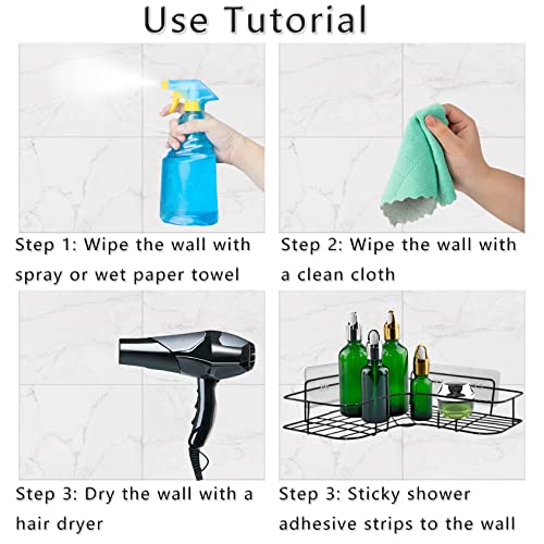 2 Pack Shower Caddy Adhesive Replacement Pads Transparent No Drill