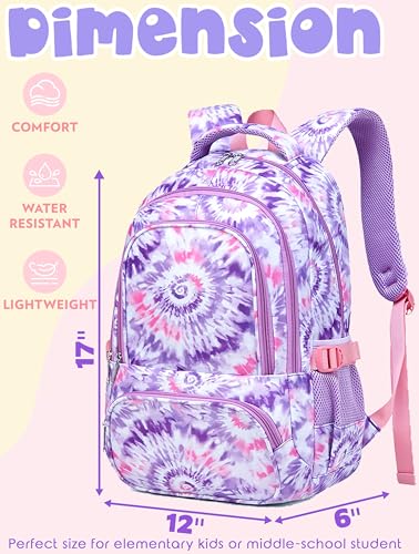 Water-Resistant Girls School Backpack with 15.6 Inch Laptop Sleeve - Purple