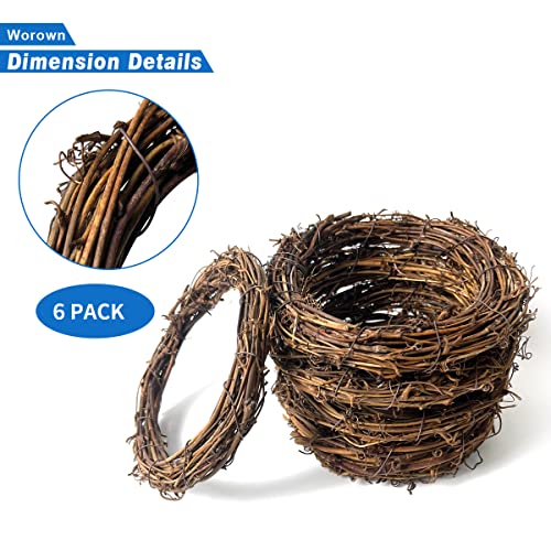 6-Inch Natural Grapevine Wreaths, 6-Piece Set for DIY Crafts and Decor