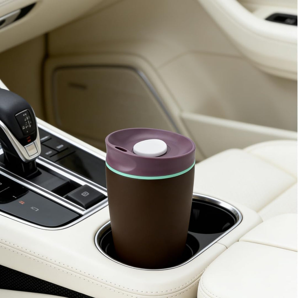 Skiennix Insulated Coffee Tumbler - 12 Oz Travel Mug for Hot & Iced Beverages | Black with Brown Lid
