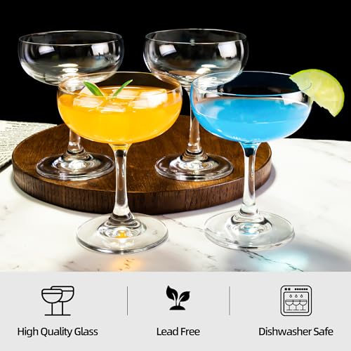 HAKEEMI 12 PCS Champagne Glasses Set - 7oz Crystal Coupe for Weddings & Parties