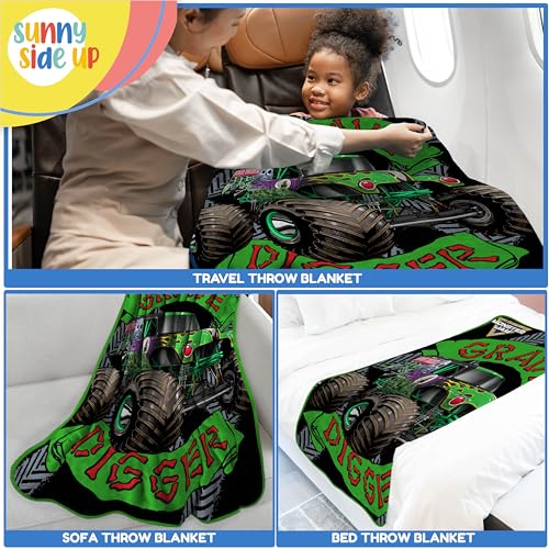 Monster Jam Grave Digger Travel Throw Blanket 40x50in Soft Microfiber Kids