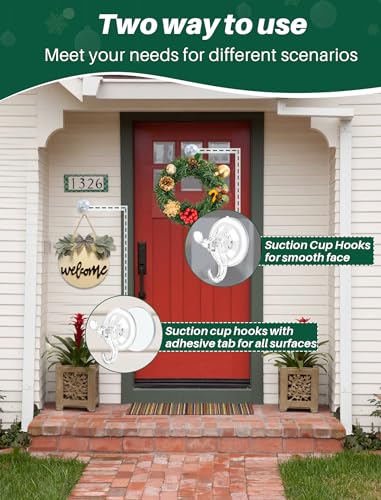 Clear Suction Cup Wreath Hangers for Front Door - 5 Pack Heavy Duty Hooks