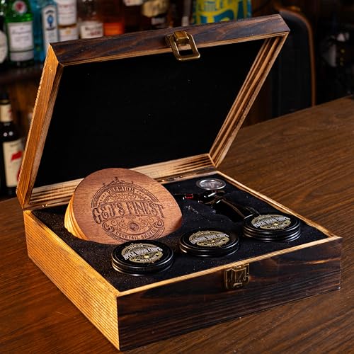 G&J's Finest Mahogany Whiskey Smoker Kit with Quad Torch & Gift Set - Classic Box
