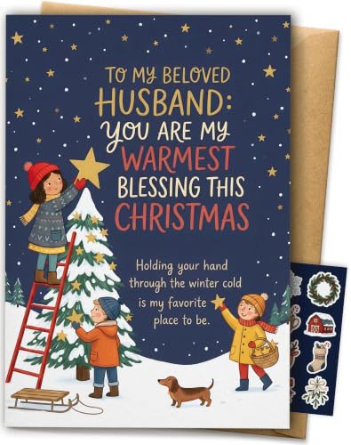AIROW Silver Christmas Card Gift for Husband – Holiday Greeting Note Card