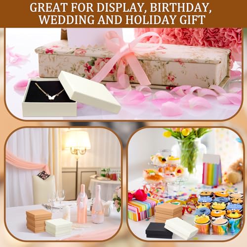 Tenceur 100 Pcs Christmas Jewelry Gift Box Set, 3.5 x 3.5 x 1.2 in, Brown/Black/White