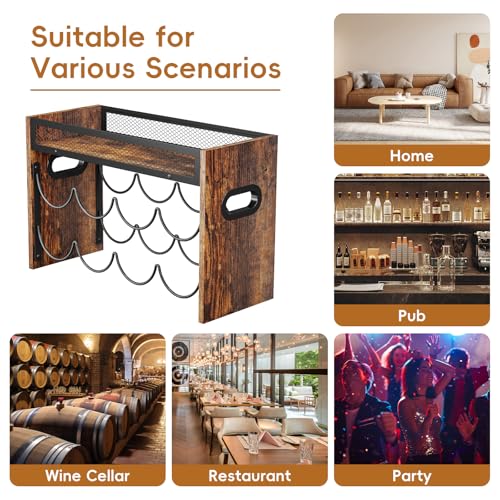 2-Tier Wooden Wine Rack - Holds 8 Bottles for Kitchen and Bar Storage