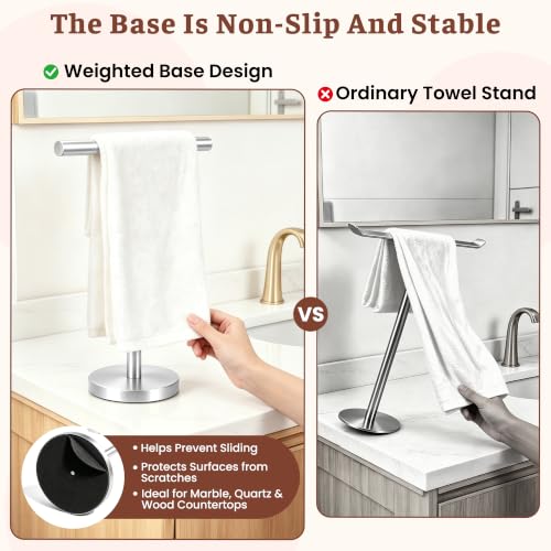 Freestanding Hand Towel Holder Stand with Weighted Stainless Steel Base