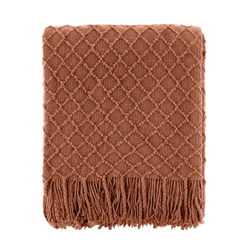 Boho Knitted Throw Blanket - Soft & Cozy 60''x80'' for Home Decor