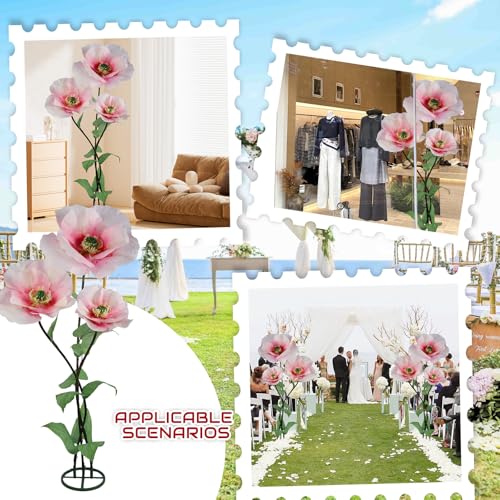 GloBloomia Pink Artificial Giant Flower 3PCS 3D Waterproof Realistic Decor
