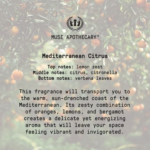 Muse Apothecary Odor Eliminator Spray - Essential Oil Furniture & Bathroom Deodorizer - 4oz Mediterranean Citrus