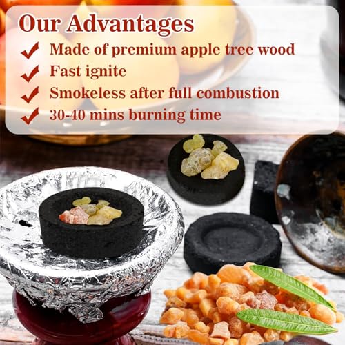 50pcs Quick Light Incense Charcoal Tablets for Resin, Bakhoor and Copal