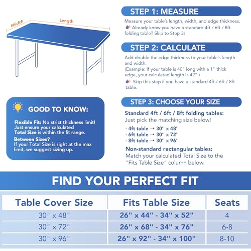 Enjoyidea Green 4-Pack Fitted Tablecloth for 6ft Rectangular Tables, Stretch Spandex