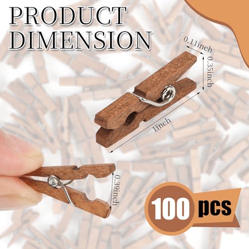 100 Pcs Mini Wooden Clothespins, 1-Inch Small Craft Clips for Photo Displays