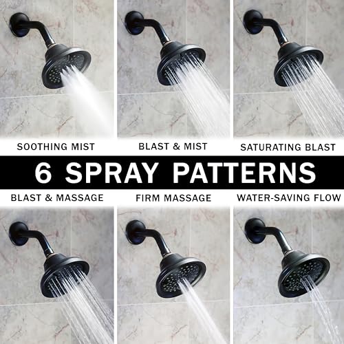 6-Setting High Pressure Massage Shower Head, Oil-Rubbed Bronze Rainfall