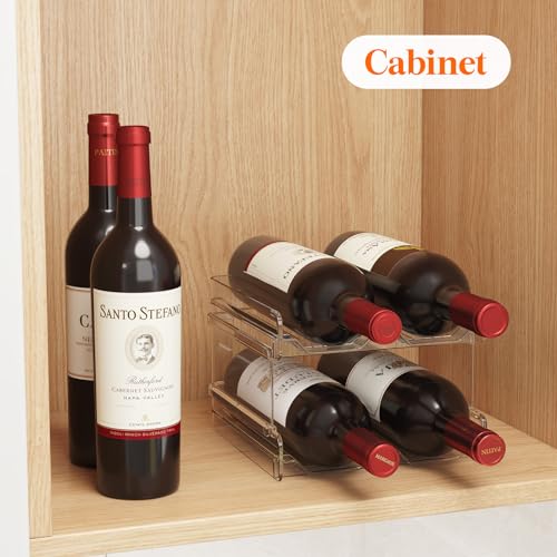 Stackable Plastic Wine Rack & Bottle Organizer for Fridge & Pantry