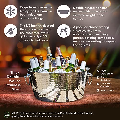 Stainless Steel Beverage Tub & Ice Bucket Set with Lid & Scoop - Insulated Barware